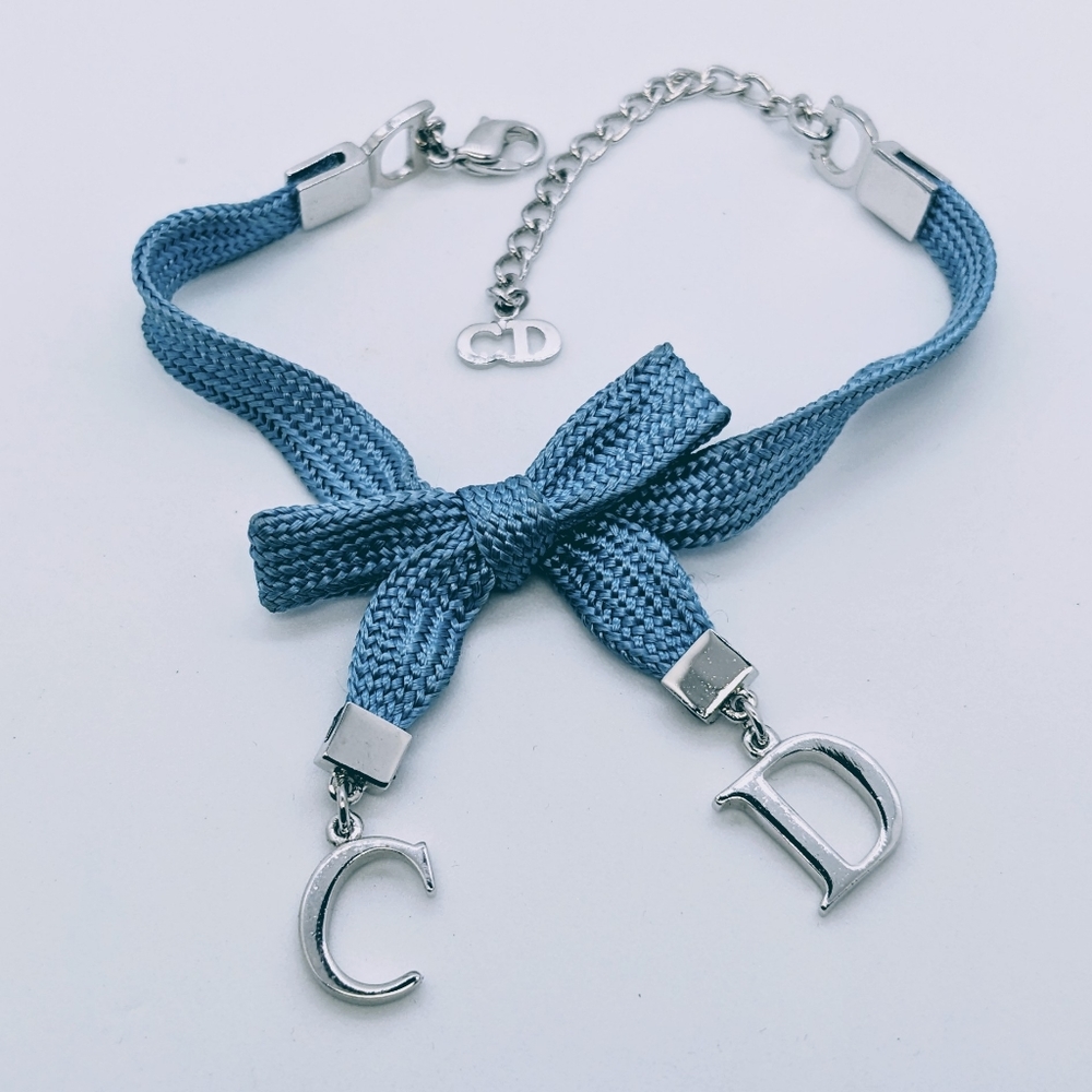 Rare Authentic Vintage Christian Dior Blue Steel Bow Bracelet